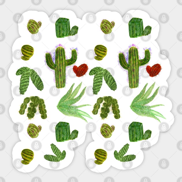 Cacti watercolor pattern Sticker by AnnArtshock